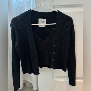 Abercrombie & Fitch Black Cardigan Sweater Set
